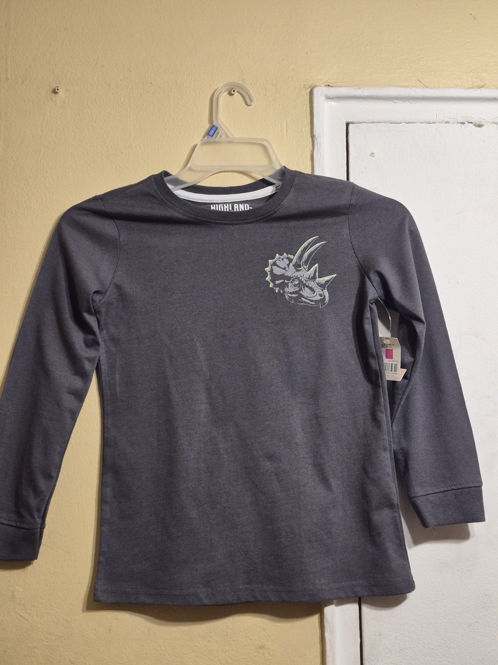 Highland Original Boys' Charcoal Rhino Long-Sleeve Tee Size 10/12